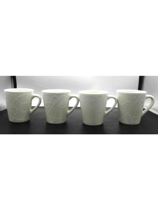 Marketplace Other - Marketplace Brand Cream Embossed Abstract Swirl Pattern 10 Ounce Mugs Set of 4